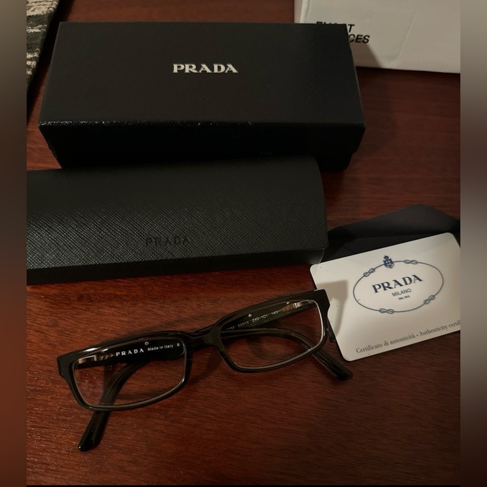 Authentic Prada Eyeglass Frames with case certificate of authenticity see photos